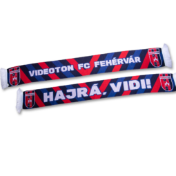 Szurkolói sál, kétoldalas, kötött, piros-kék "Videoton FC" címerrel