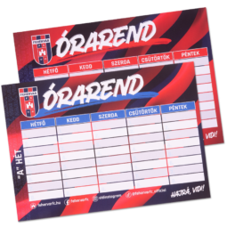 Órarend, piros-kék "Fehérvár FC" címerrel