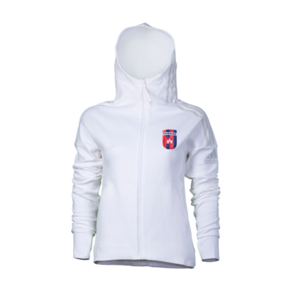 adidas kapucnis, cipzáras pulóver, fehér, női "MOL Fehérvár FC" címerrel