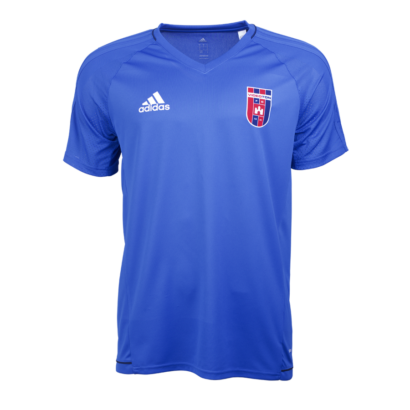 adidas edzőpóló, kék, rövid ujjú, felnőtt "Videoton" címerrel