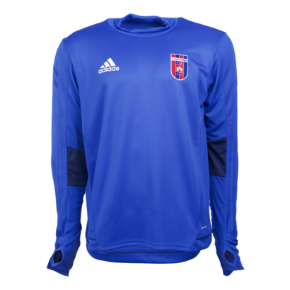 adidas edzőpóló, kék, hosszú ujjú, felnőtt "Videoton" címerrel