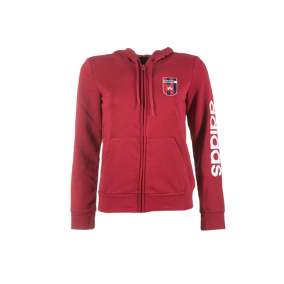 adidas kapucnis, cipzáras pulóver, piros, női “MOL Fehérvár FC” címerrel