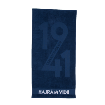 törölköző, kék, "hajrá, vidi"