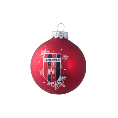 Karácsonyfadísz, piros "MOL Fehérvár FC" címerrel