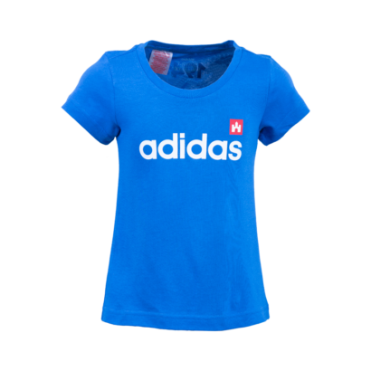 adidas kereknyakú póló, kék, lány "fehér vár" logóval
