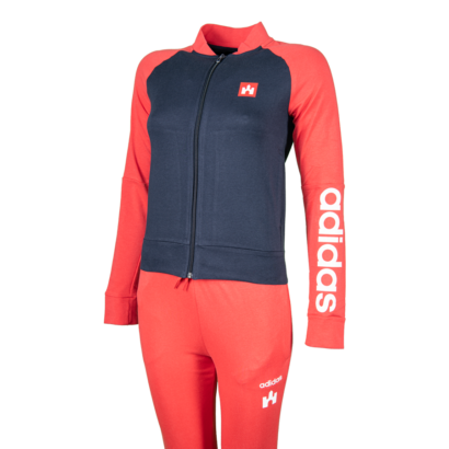 adidas melegítőszett, piros-kék, női "fehér vár" logóval