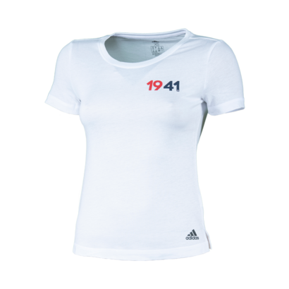 adidas kereknyakú póló, fehér, női "1941" felirattal