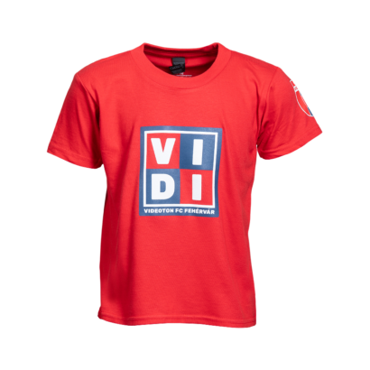 Kereknyakú póló, piros, gyermek "Videoton FC" címerrel