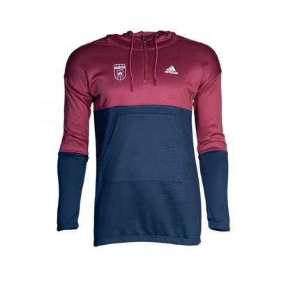 adidas kereknyakú, kapucnis pulóver, piros-kék, női "MOL Fehérvár FC" címerrel