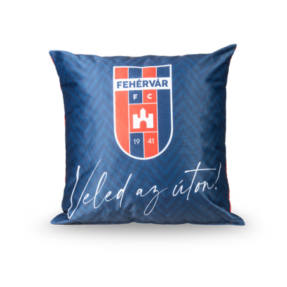 Díszpárna, kétoldalas, piros-kék "MOL Fehérvár FC" címerrel