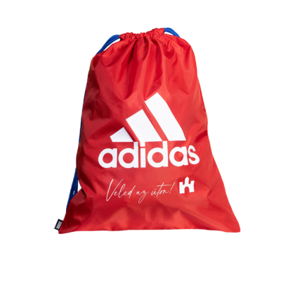 adidas tornazsák, piros "Veled az úton!" felirattal