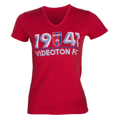 V-nyakú póló, piros, női "1941 Videoton FC"