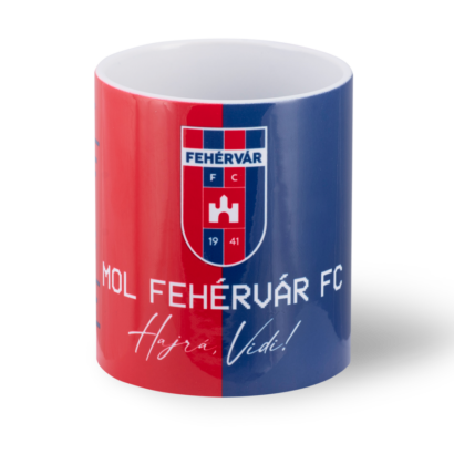 Bögre, piros-kék "MOL Fehérvár FC" címerrel