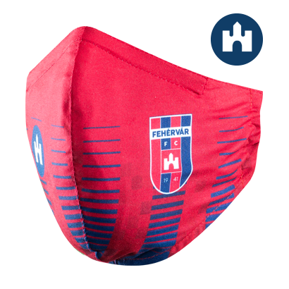 Szájmaszk, piros, felnőtt "MOL Fehérvár FC" címerrel